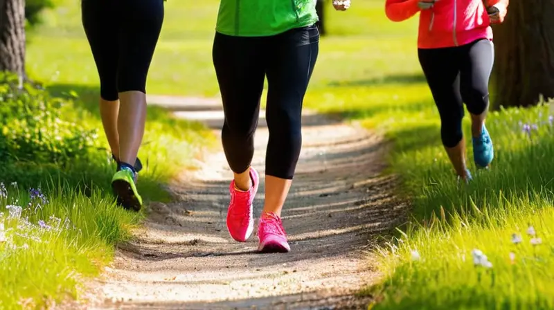 Corredores en un parque soleado y animado