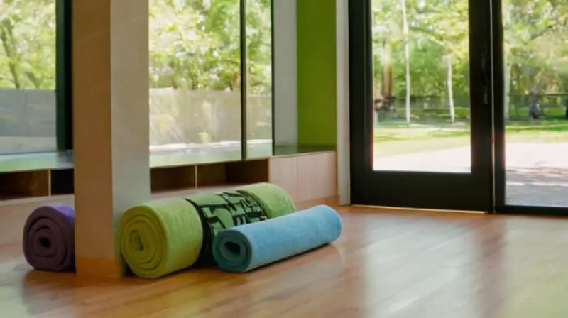 Gimnasio iluminado con atleta en acción