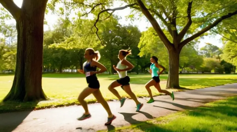 Corredores enérgicos en un parque soleado