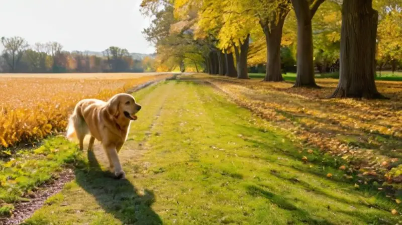 Un perro juega en un parque soleado