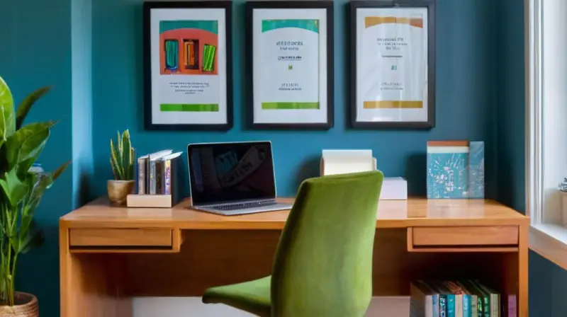 Oficina iluminada que inspira enfoque y aspiración