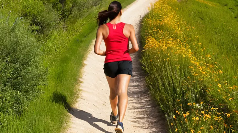 Corredor en colina verde al atardecer