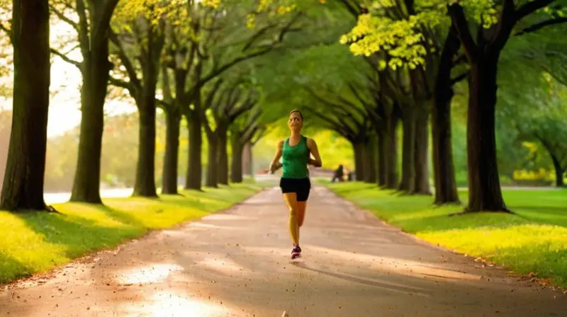 Corredor sudoroso avanza por sendero soleado