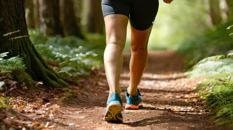 Corredor en sendero forestal con GPS