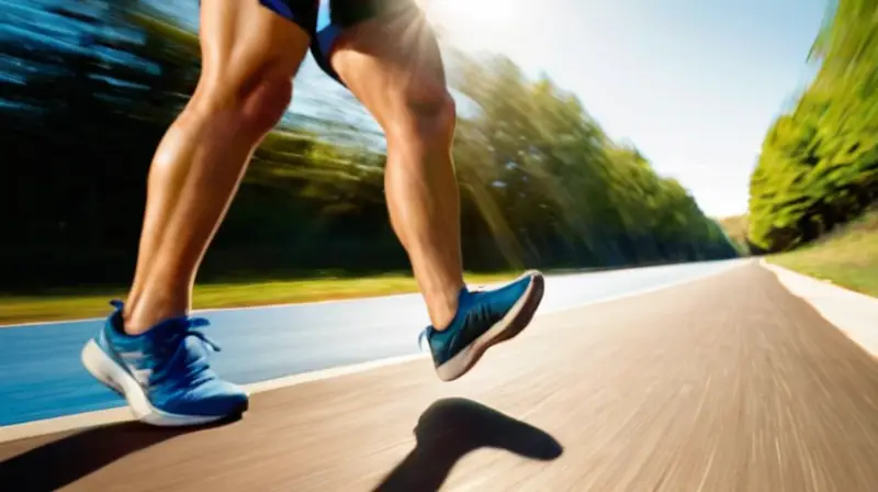 Corredor en pista bajo luz solar