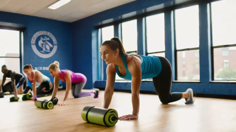 Gimnasio iluminado, atletas motivados y enérgicos
