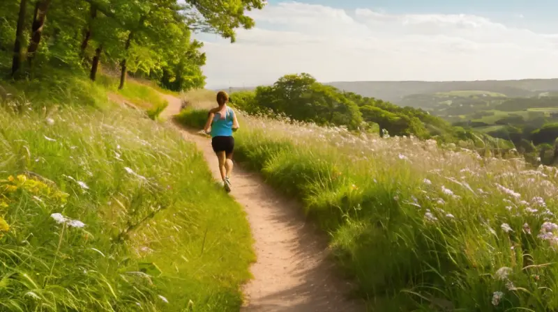 Corredor en un hermoso amanecer sereno