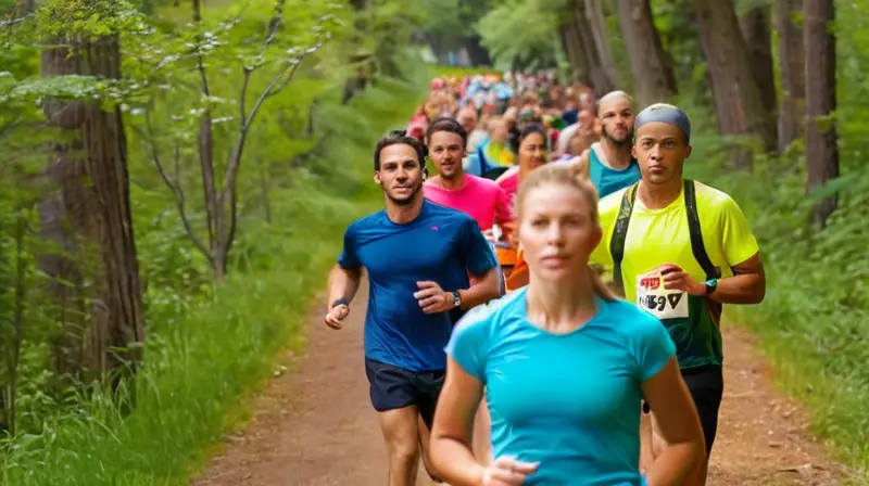 Corredores enérgicos en un parque soleado