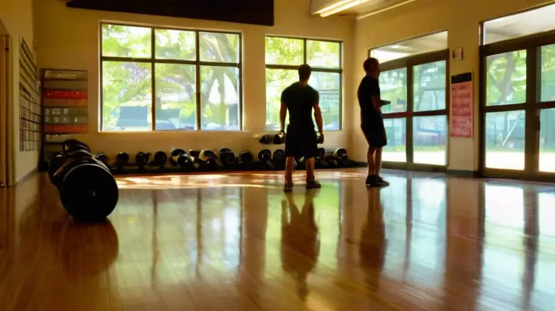 Gimnasio iluminado, atletas entrenando con intensidad