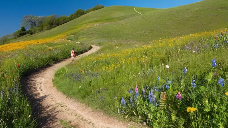 Corredor avanza por colina soleada y vibrante