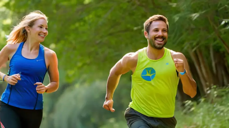 Corredores en un parque soleado y vibrante