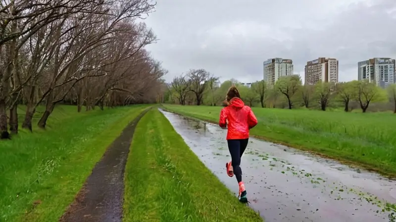 Corredor en la lluvia avanza decidido