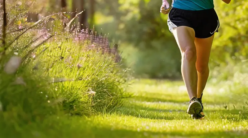 Escena de parque soleado con corredor