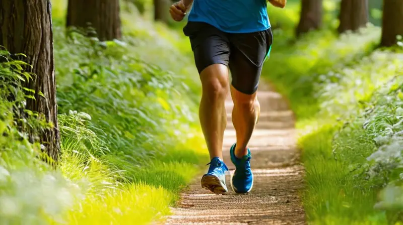 Corredor en un parque iluminado y vibrante