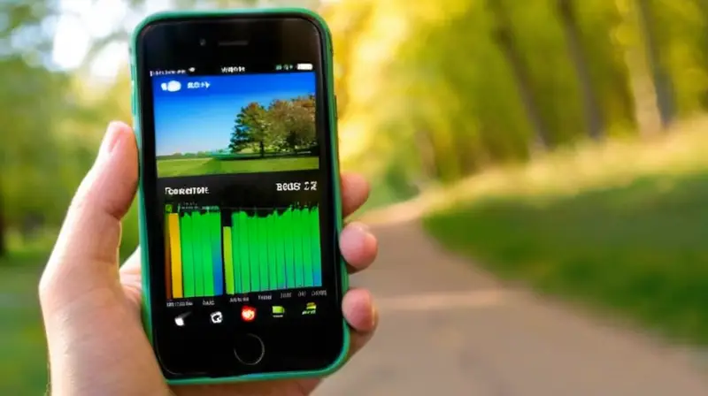 Smartphone muestra app de running en parque