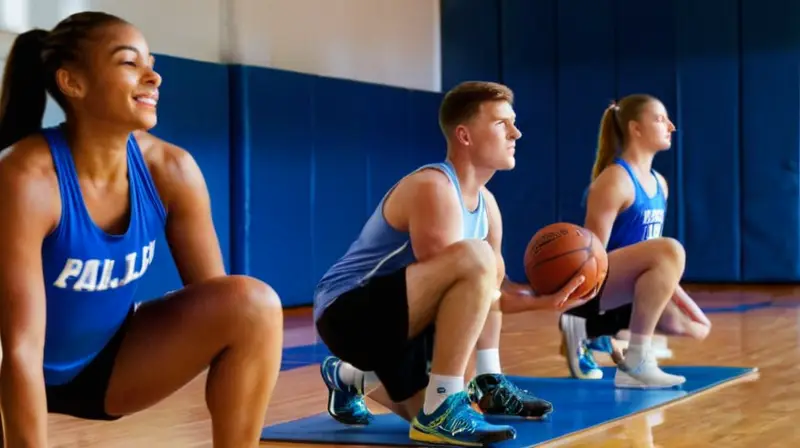 Gimnasio iluminado con atletas enérgicos