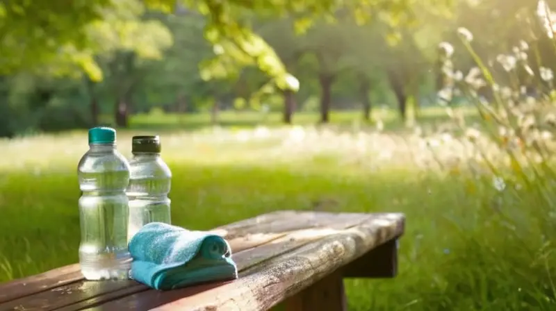 Corredor descansando en un parque sereno