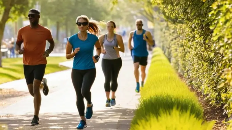 Parque urbano vibrante con corredores diversos