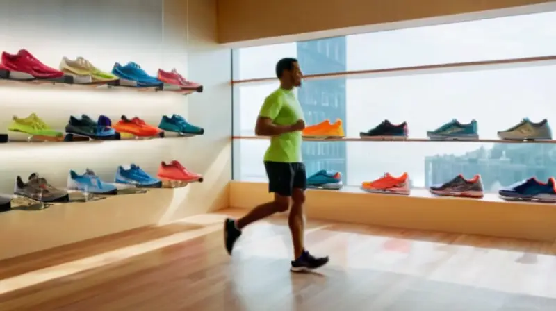 Tienda de running luminosa y organizada