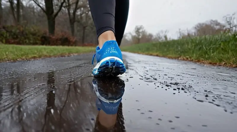 Corredor resistente bajo la lluvia intensa