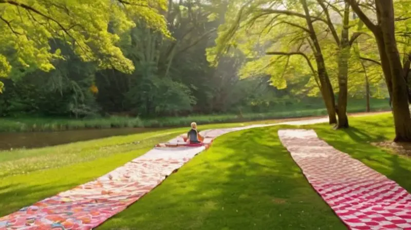 Parque soleado lleno de vida y actividad