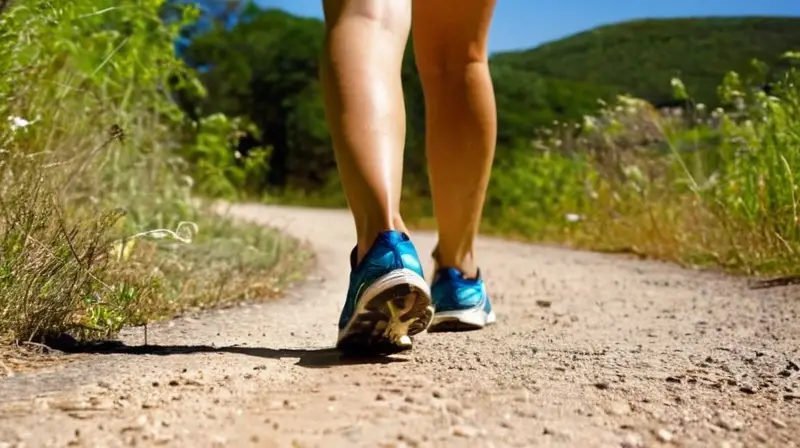 Corredor determinado en un soleado sendero