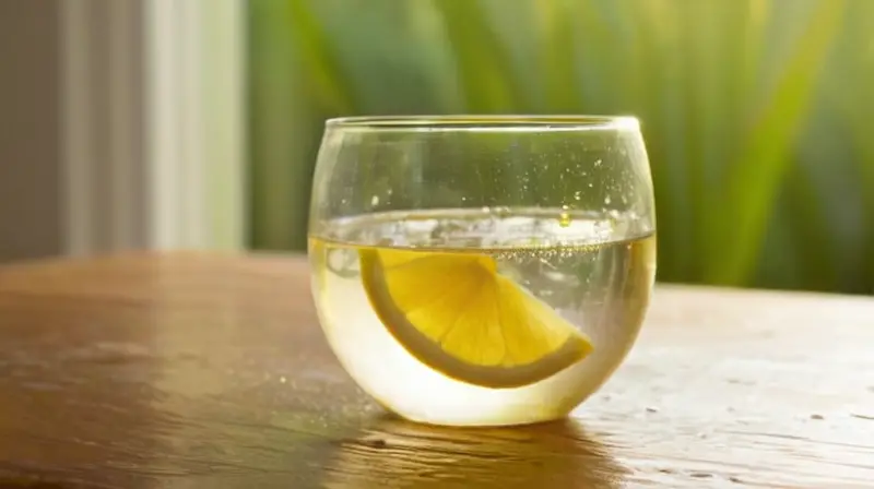 Vaso de agua y limón en ambiente tranquilo