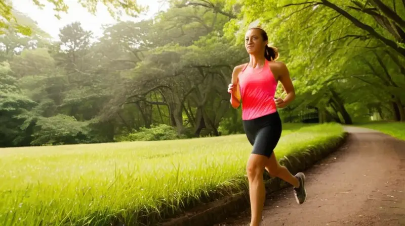 Corredor en parque sereno y luminoso