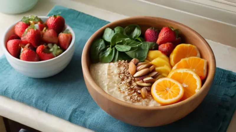 Cocina luminosa y organizada con comida saludable