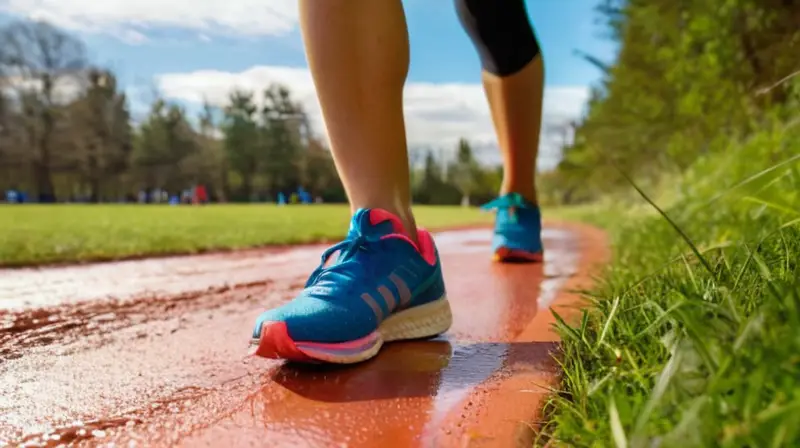 Atleta concentrado entrena en pista soleada