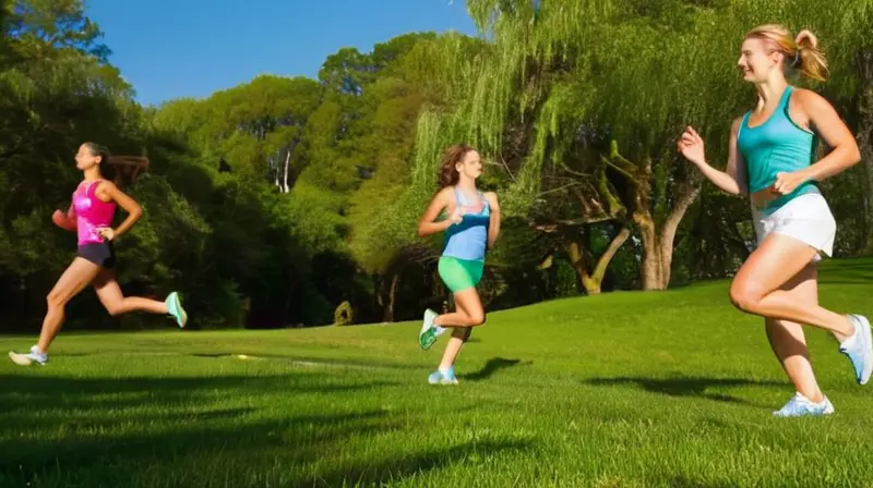 Atletas estiran en un parque soleado