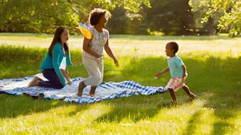 Niños juegan felices en un parque vibrante