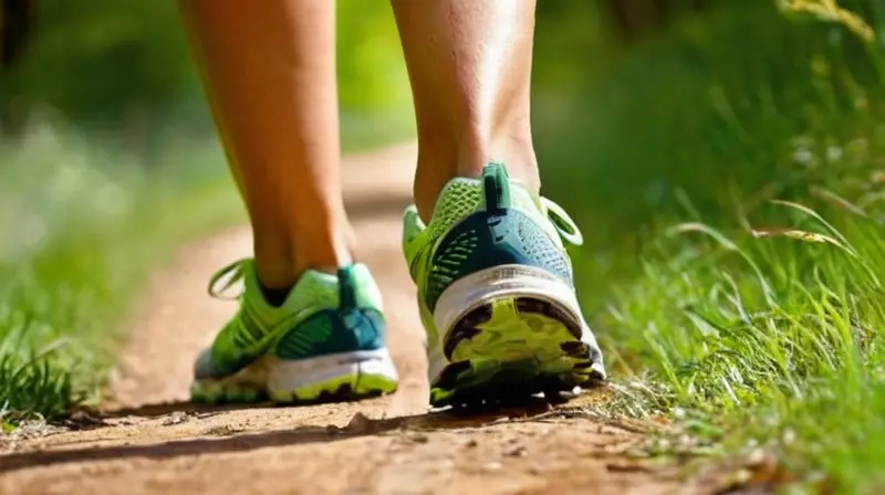 Zapatillas de correr en un sendero soleado