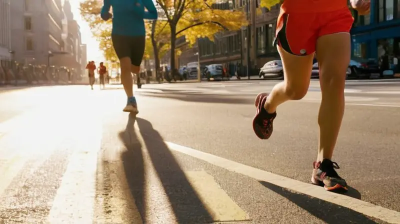 Corredores principiantes en una calle urbana