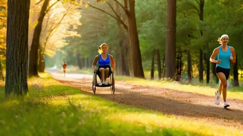 Corredores diversos disfrutan un parque soleado