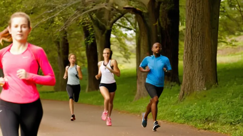 Corredores enérgicos en un parque soleado