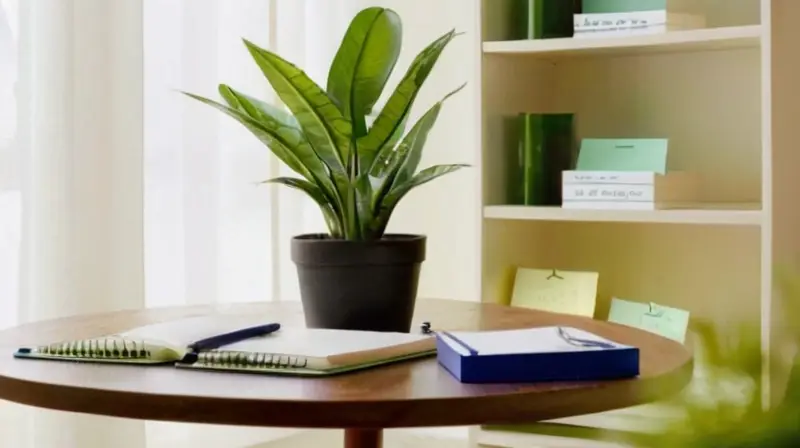 Oficina serena, luz suave y motivación