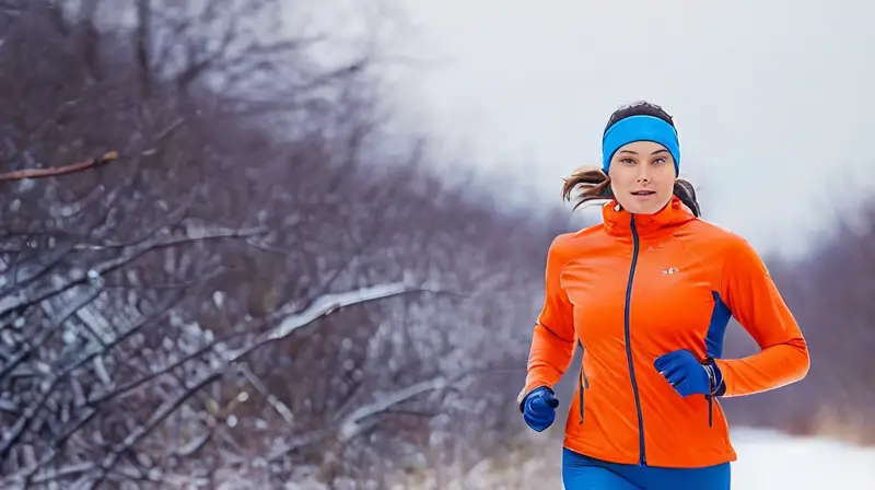 Corredores en un paisaje nevado y vibrante