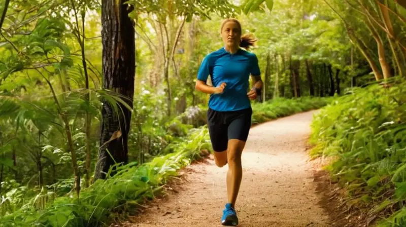 Corredor en sendero vibrante y natural