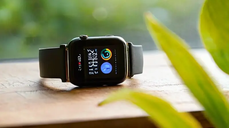 Reloj GPS elegante sobre mesa de madera