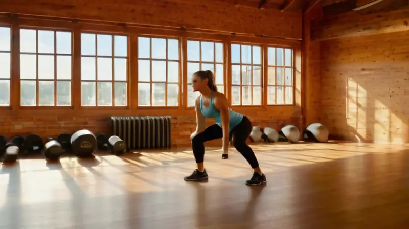 Gimnasio iluminado, atletas enérgicos entrenando juntos