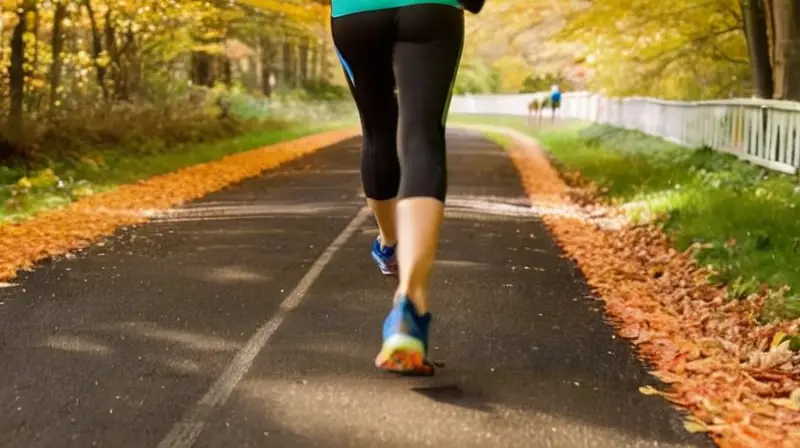 Corredor solitario en pista iluminada
