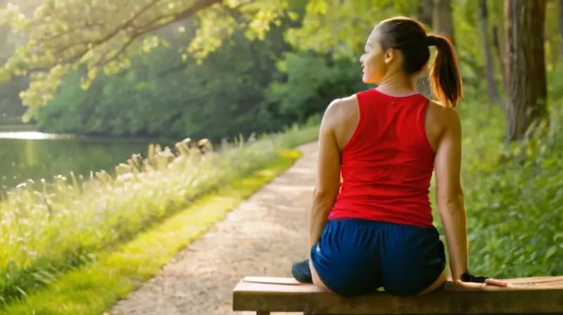 Corredor descansando en un parque soleado