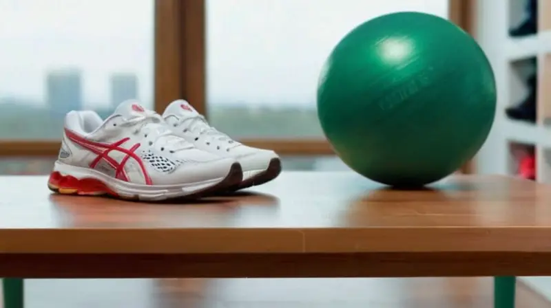 Sala de pruebas iluminada con zapatillas deportivas