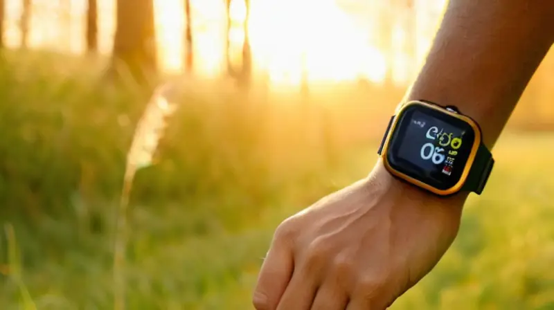 Reloj inteligente de corredor en parque soleado