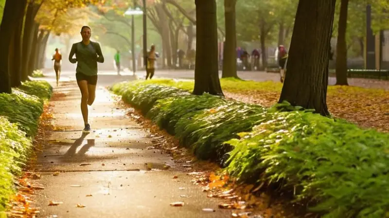 Parque urbano al amanecer, corredores determinados