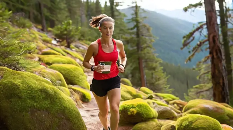 Corredor en montaña, energía y determinación