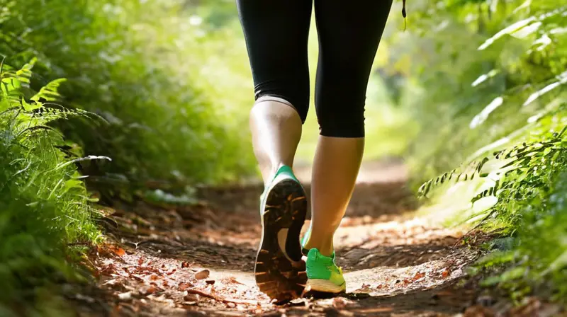 Corredor determinado en sendero forestal iluminado