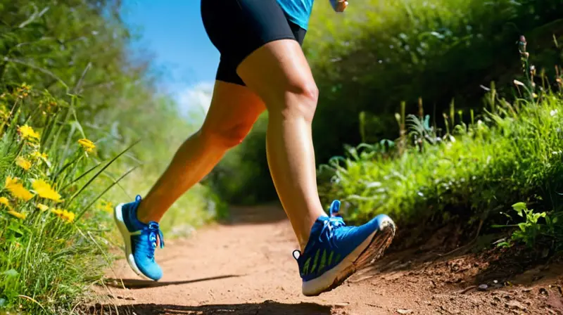 Corredor determinado avanza por un parque soleado