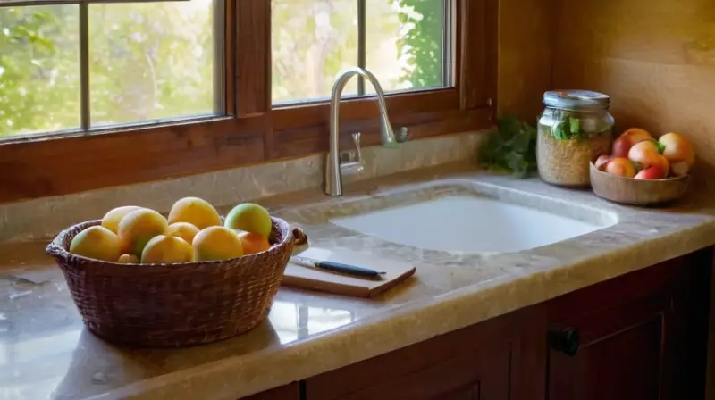 Cocina luminosa y acogedora para preparar comidas